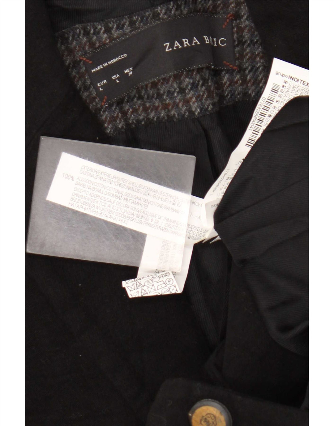Zara Chaqueta Blazer De 1 Botón para Mujer UK 44 Grande Algodón Negro