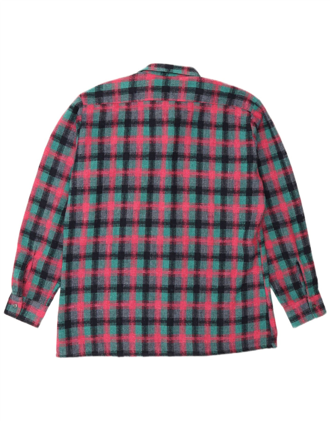 Camisa de franela vintage para hombre talla 41/42 poliéster a cuadros turquesa grande