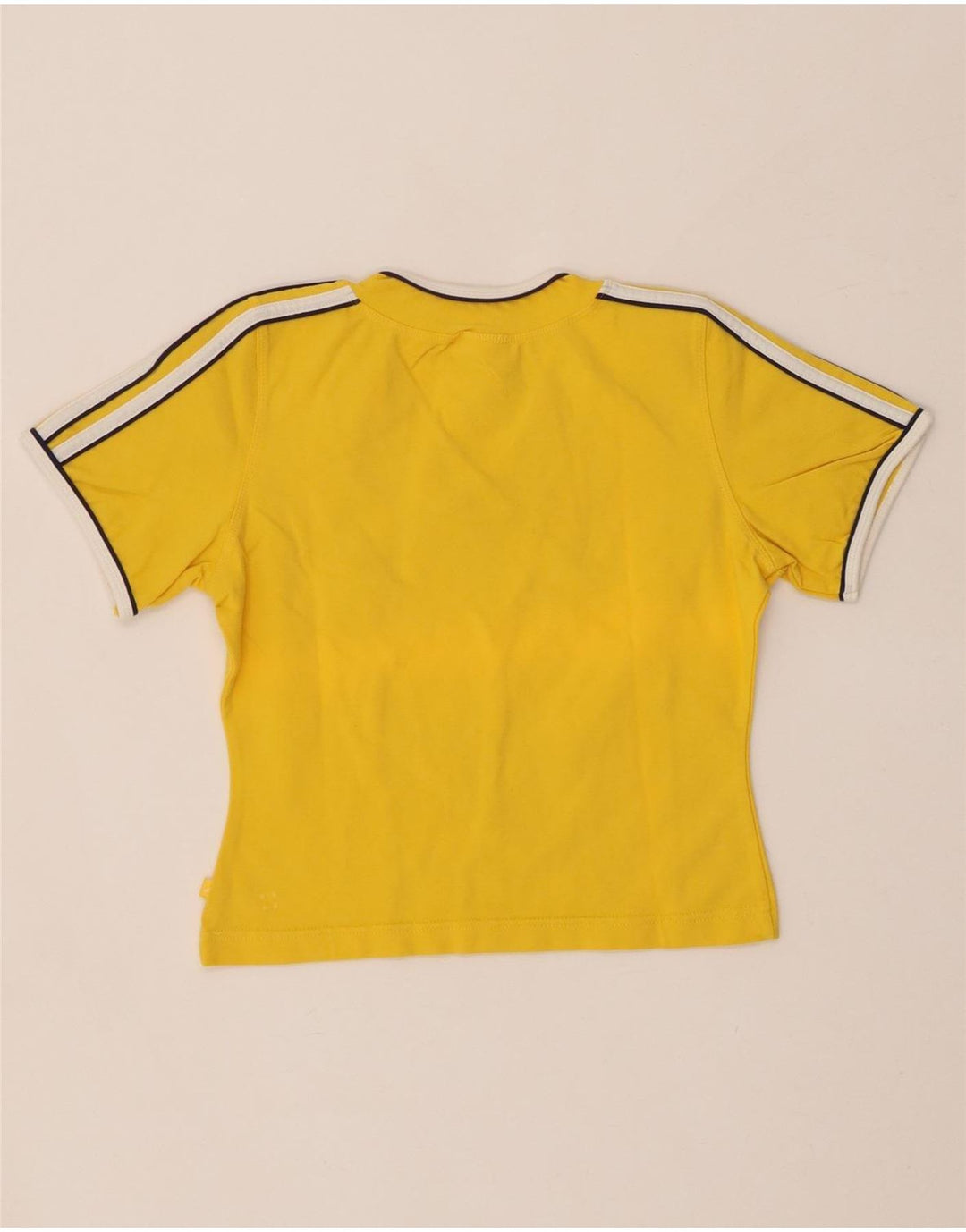 ADIDAS Camiseta corta para mujer UK 12 Algodón amarillo mediano