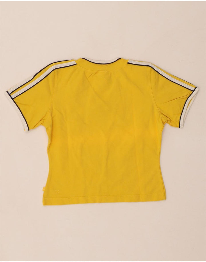 ADIDAS Camiseta corta para mujer UK 12 Algodón amarillo mediano