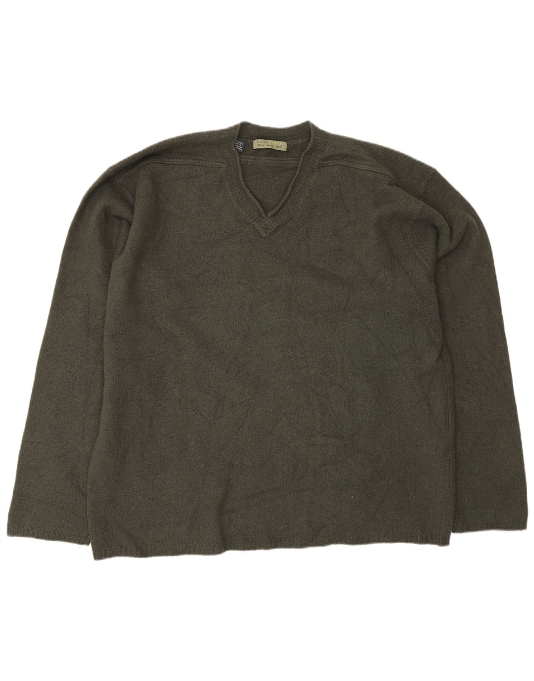 Zara Hombre Jersey Cuello Pico XL Lana Caqui