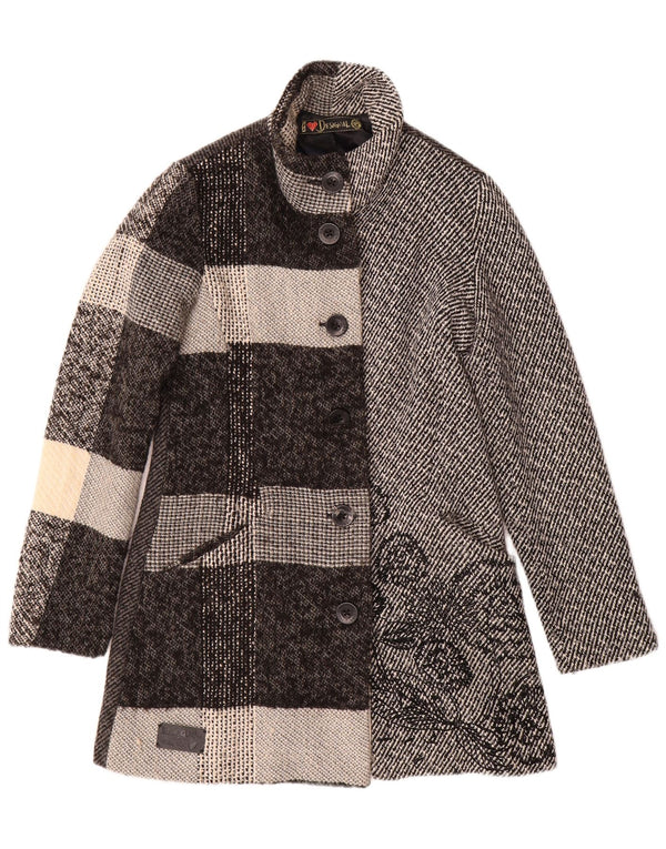 DESIGUAL Abrigo de mujer EU 38 Gris medio Patchwork Poliéster