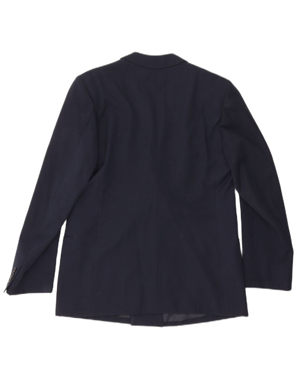 Vintage hombres doble pecho Blazer chaqueta Reino Unido 36 pequeño azul marino