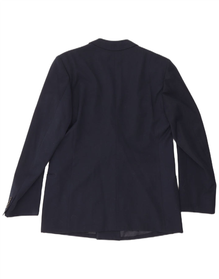 Vintage hombres doble pecho Blazer chaqueta Reino Unido 36 pequeño azul marino