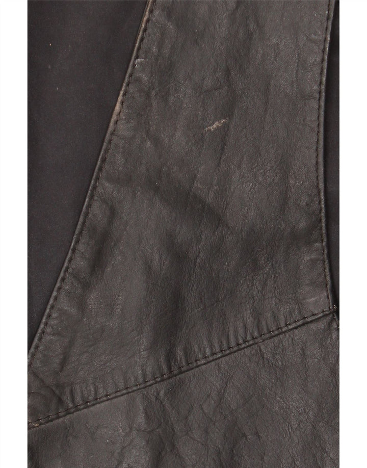 Chaleco de cuero vintage para hombre grande negro