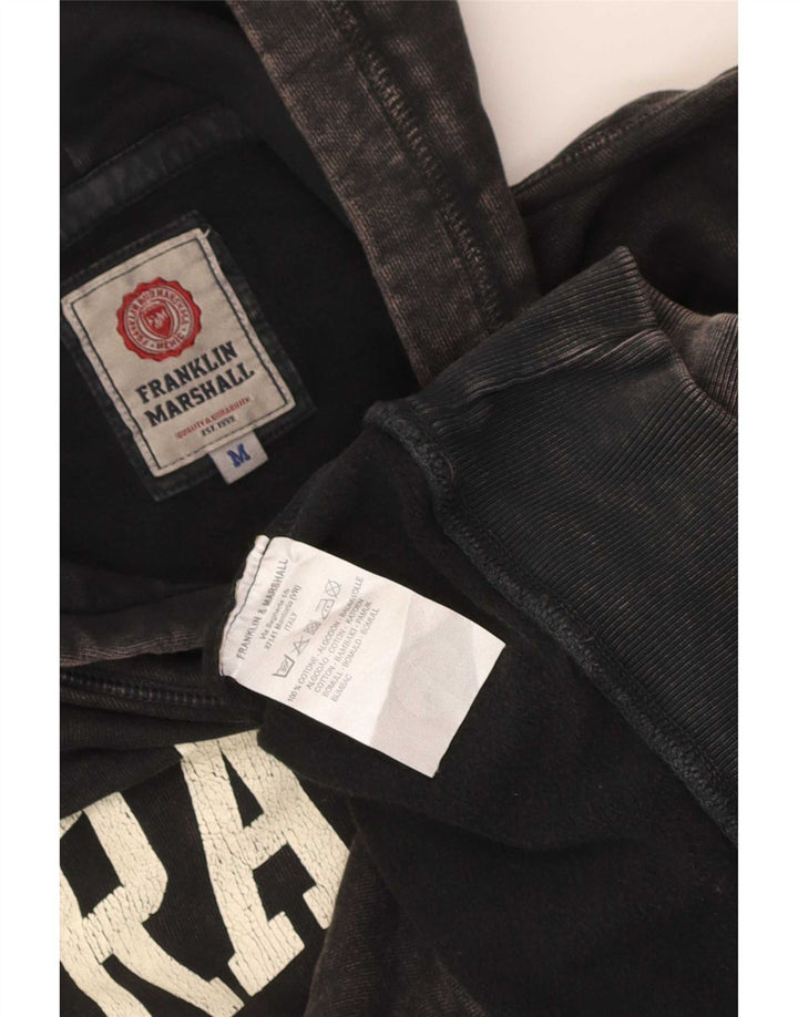 Franklin Marshall - Sudadera con capucha para hombre, diseño gráfico, tamaño mediano, algodón negro