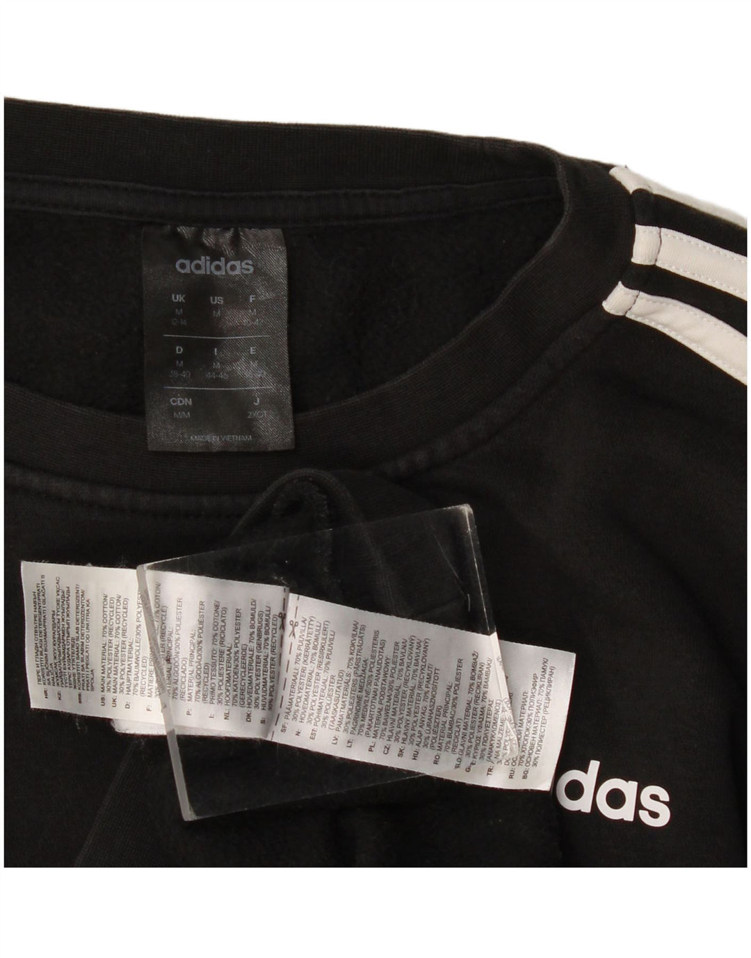 Adidas Mujer Sudadera Jumper UK 12/14 Mediano Negro Algodón