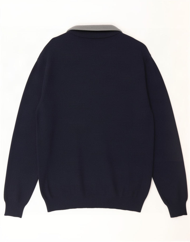 Ellesse Suéter tipo cárdigan para hombre de lana azul marino grande