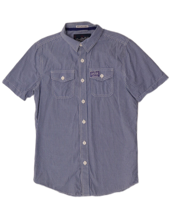 Superdry Camisa De Manga Corta De Algodón A Cuadros Azul Medio