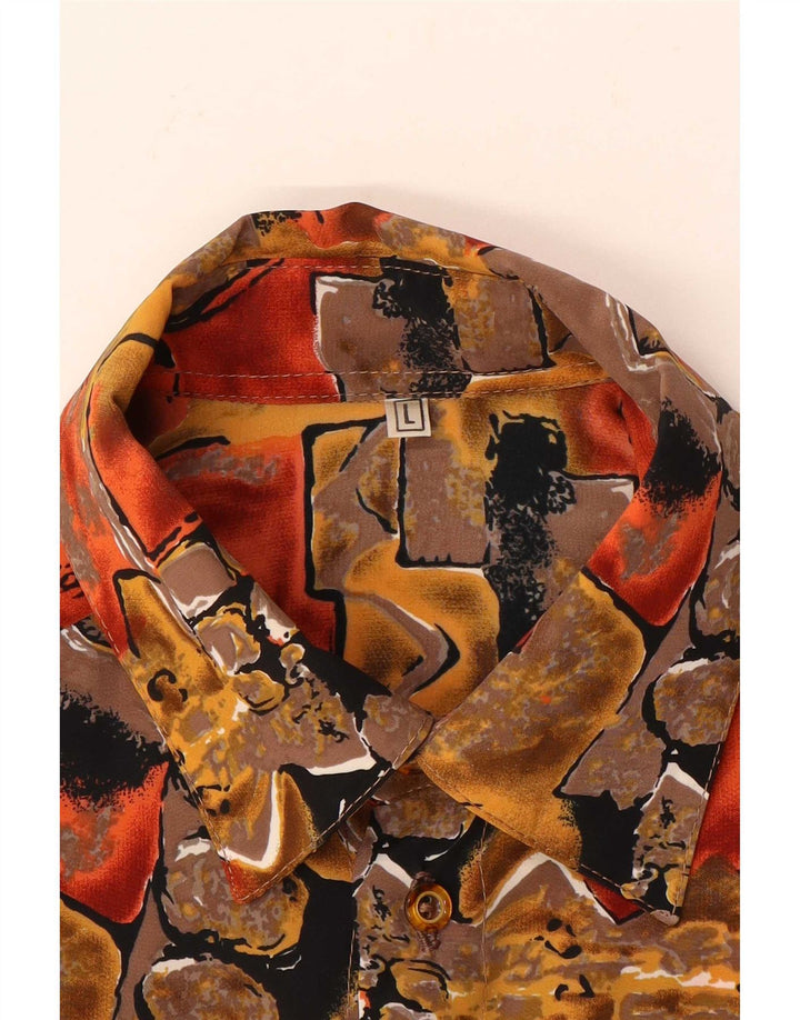 Vintage hombres patrón abstracto camisa de manga corta grande multicolor