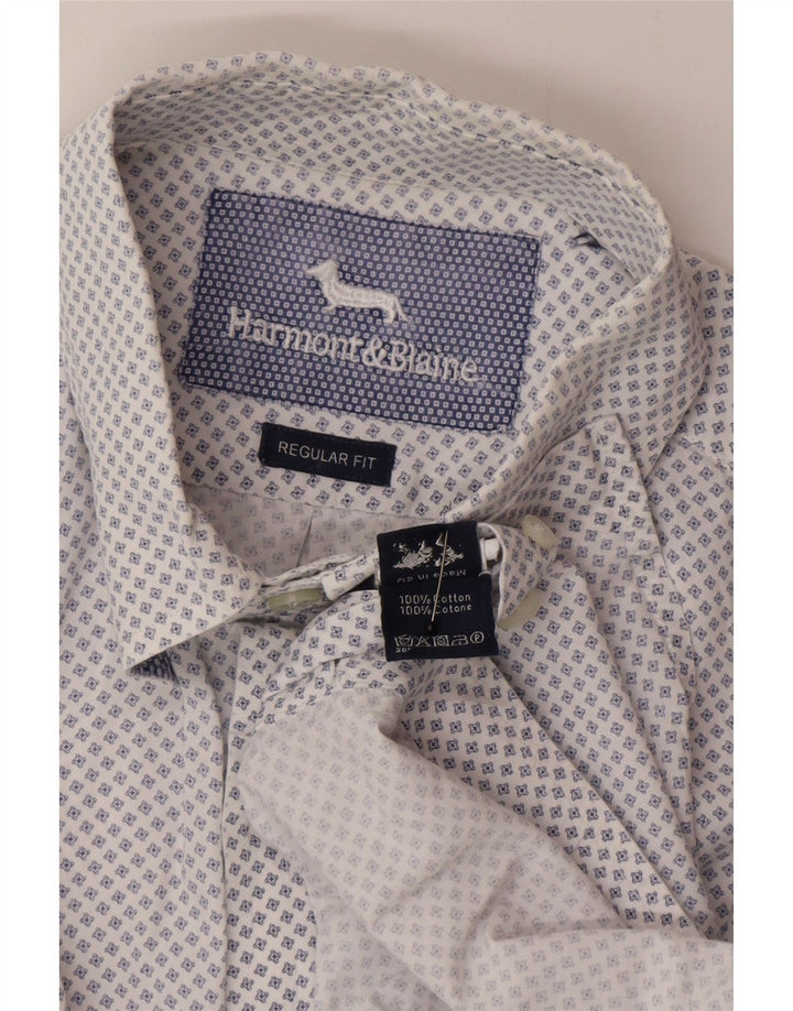 Camisa Harmont & Blaine Hombre Regular Fit De Algodón Con Manchas Azul Medio