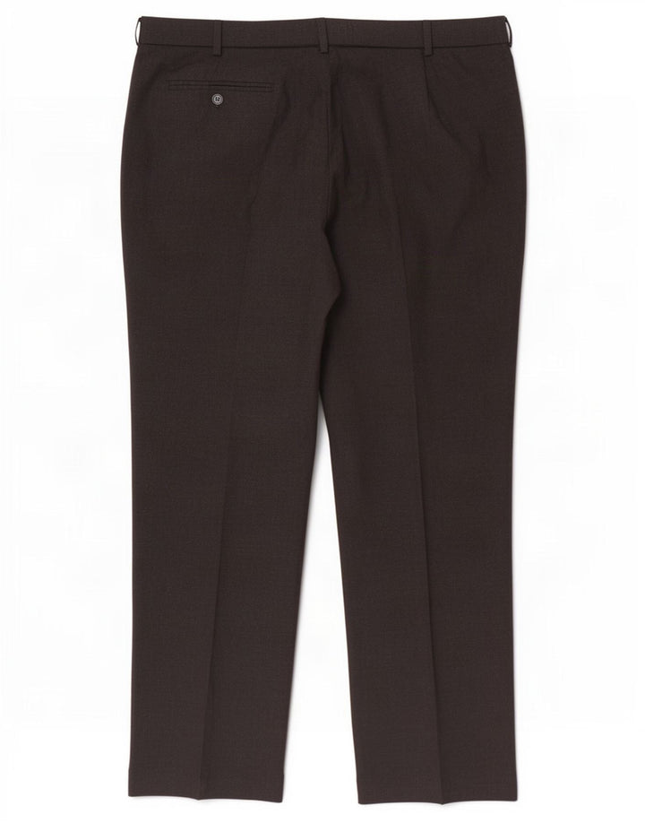 Marks & Spencer Pantalón de traje recto para hombre W42 L33 Poliéster negro
