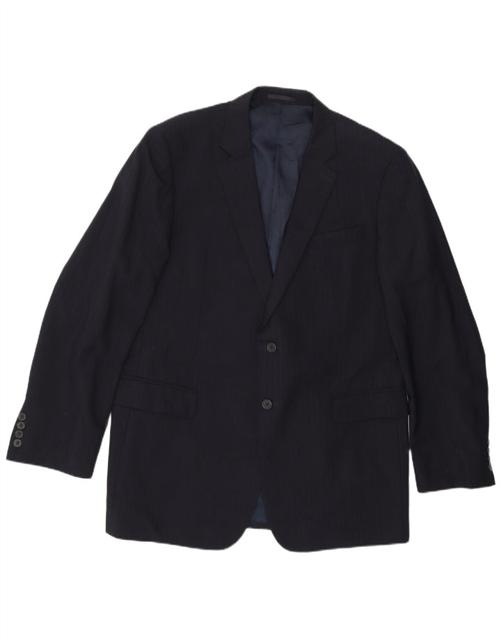 JAEGER Chaqueta tipo blazer de 2 botones para hombre UK 44 2XL Lana a rayas azul marino