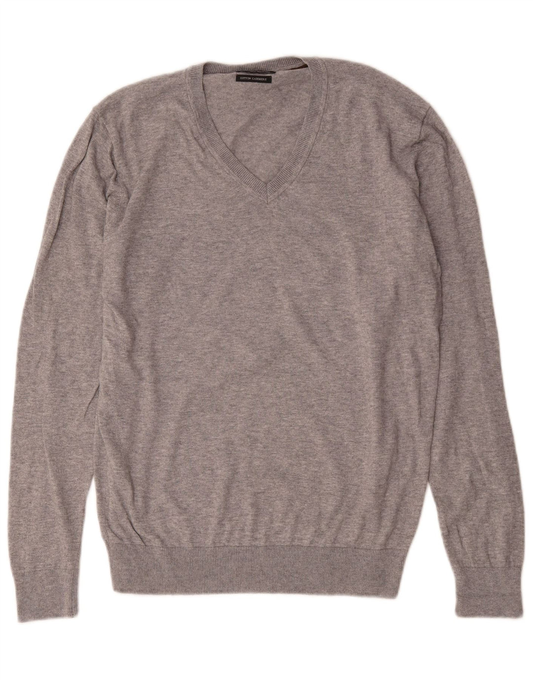 Zara Hombre Jersey Con Cuello En V Jersey Grande De Algodón Moteado Gris