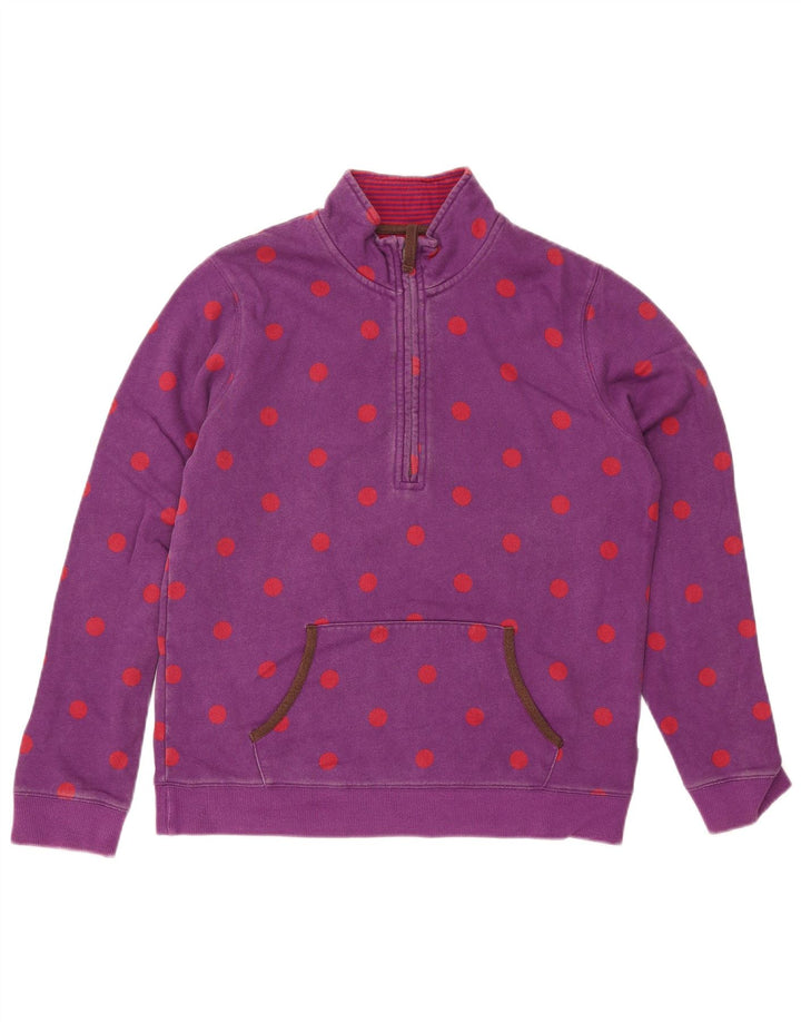 BODEN Sudadera con cuello y cremallera para mujer, talla 40, talla mediana, color morado y lunares