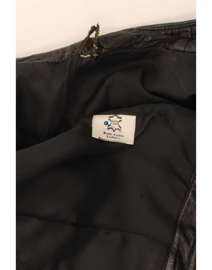 Vintage mujer 2 botones cuero Blazer chaqueta Reino Unido 10 pequeño negro
