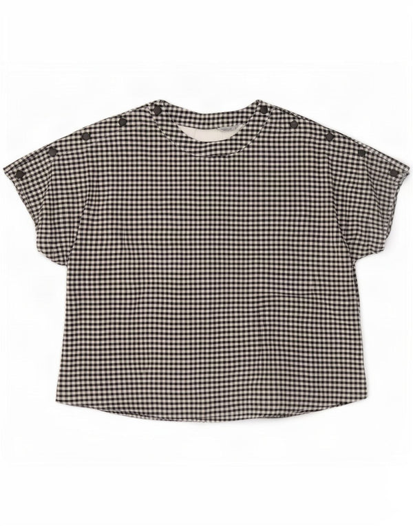 Zara Blusa Extragrande para Mujer Top UK 10 Small Black Gingham