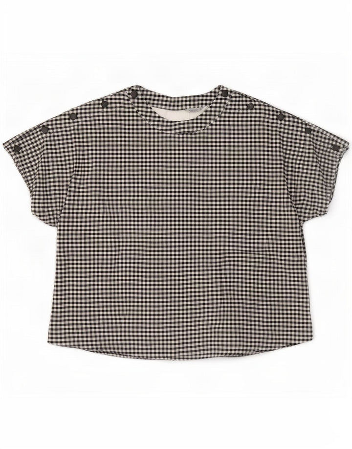 Zara Blusa Extragrande para Mujer Top UK 10 Small Black Gingham