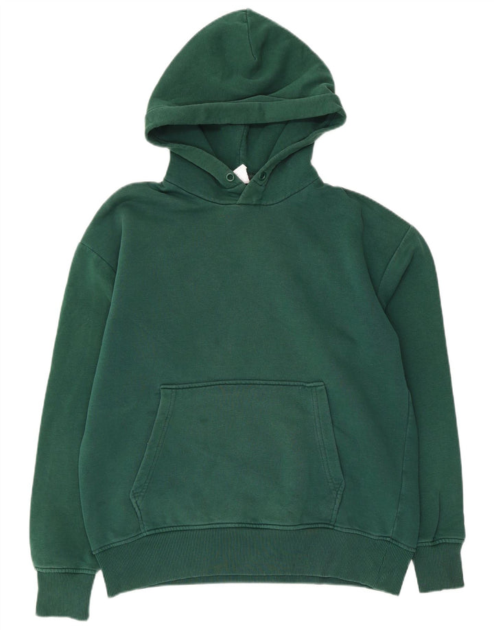Zara Hombre Sudadera Con Capucha Jersey Algodón Verde Medio