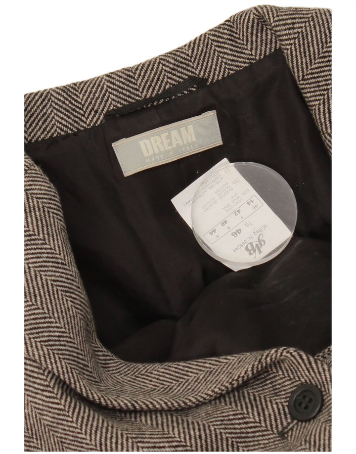 GVB Chaqueta tipo blazer con 1 botón para mujer, talla 44, talla grande, lana gris en espiga
