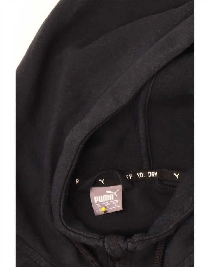 Puma Sudadera con capucha y cremallera para hombre, talla grande, algodón negro