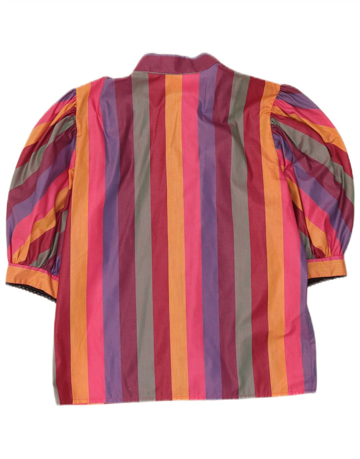 Vintage mujer manga corta camisa blusa EU 38 medio multicolor rayas