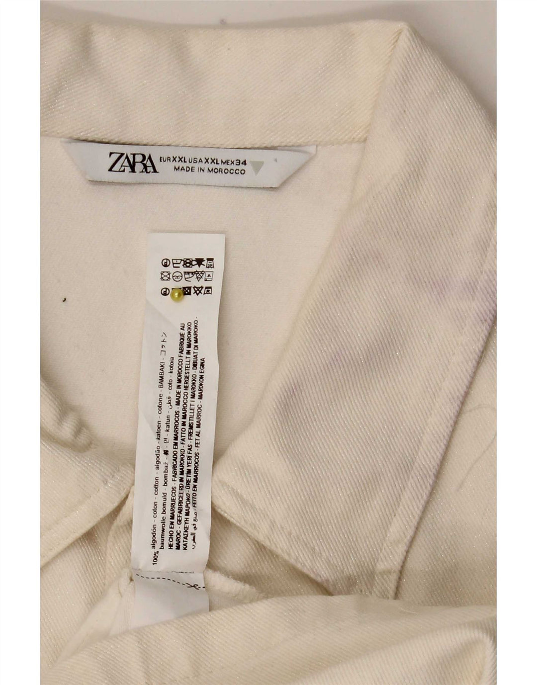 Zara Mujer Mono Corto De Mezclilla ES 39 2XL Algodón Blanco