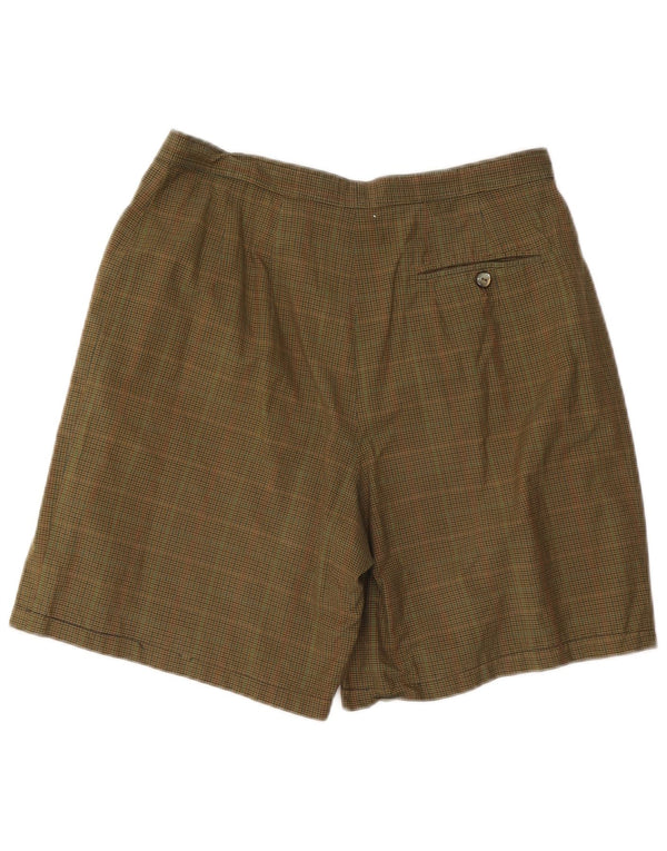 Vintage mujeres pegadas pantalones cortos chinos W32 gran cheque caqui