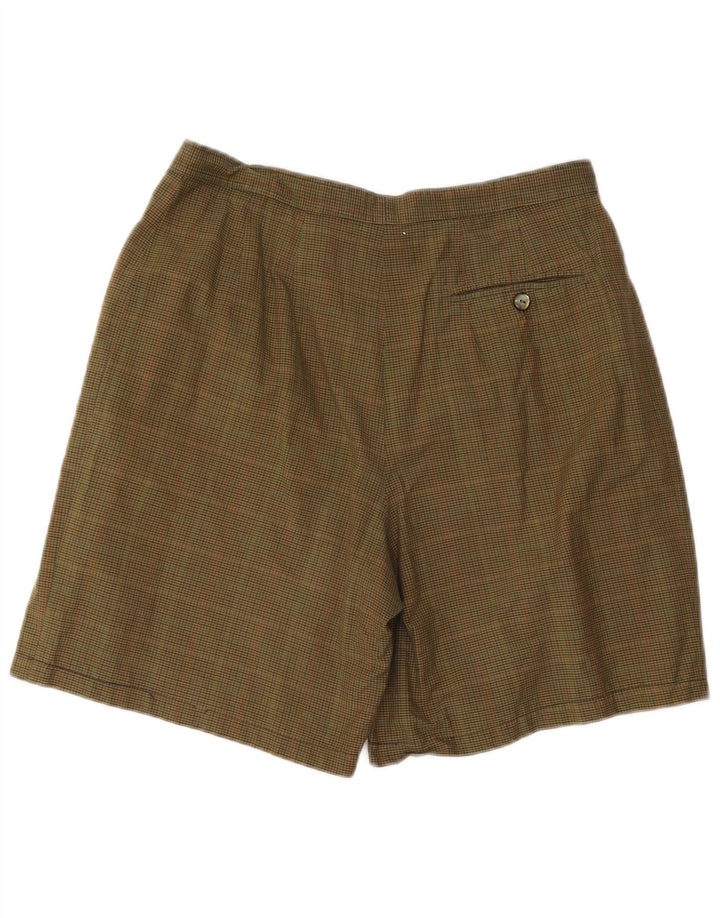 Vintage mujeres pegadas pantalones cortos chinos W32 gran cheque caqui