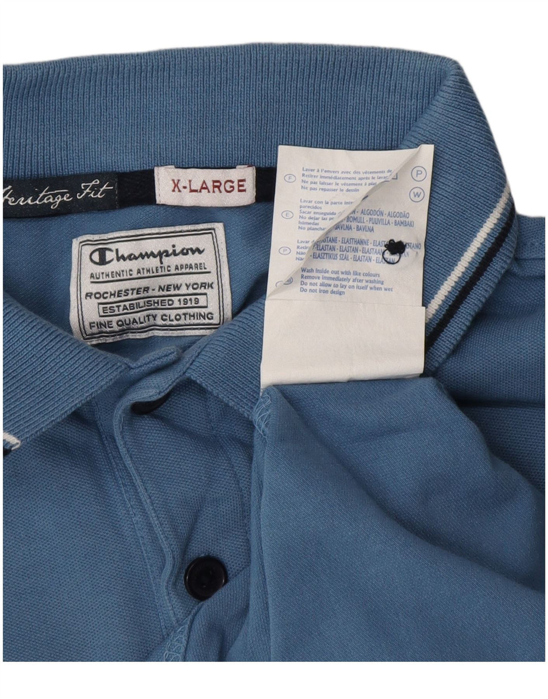 CHAMPION Polo Heritage Fit para hombre XL Algodón azul
