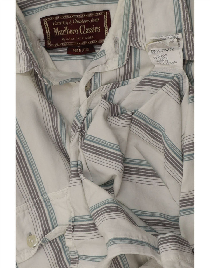 Marlboro Classics Camisa gráfica de manga corta para hombre Rayas blancas medianas