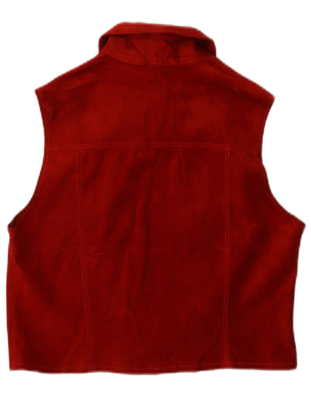 Vintage mujer ante Gilet Reino Unido 14 cuero rojo grande