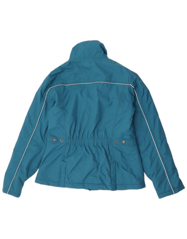 Vintage mujer cortavientos chaqueta Reino Unido 14 nailon azul medio