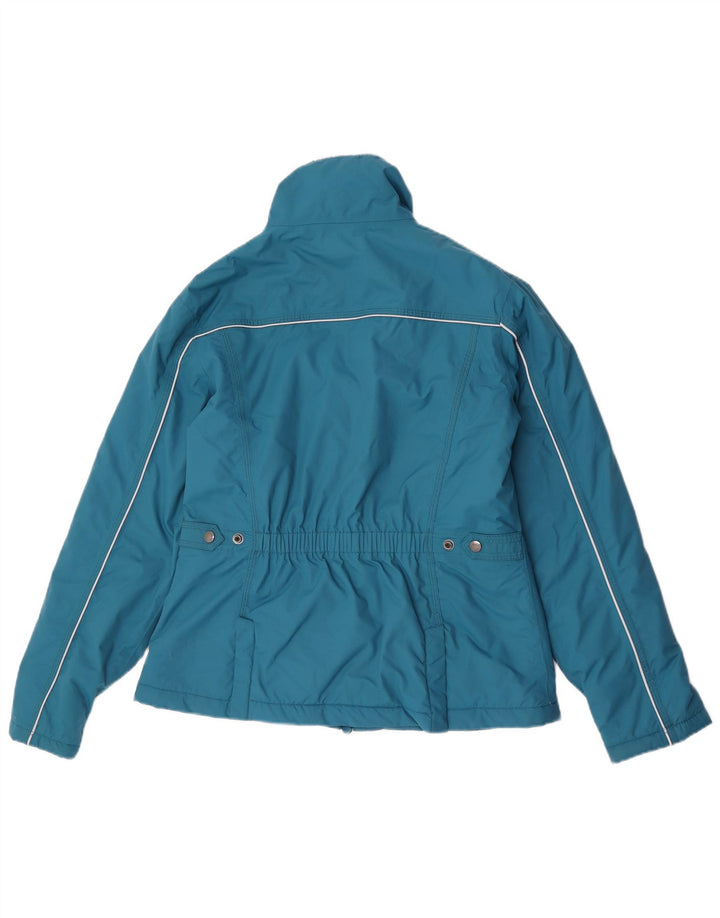 Vintage mujer cortavientos chaqueta Reino Unido 14 nailon azul medio