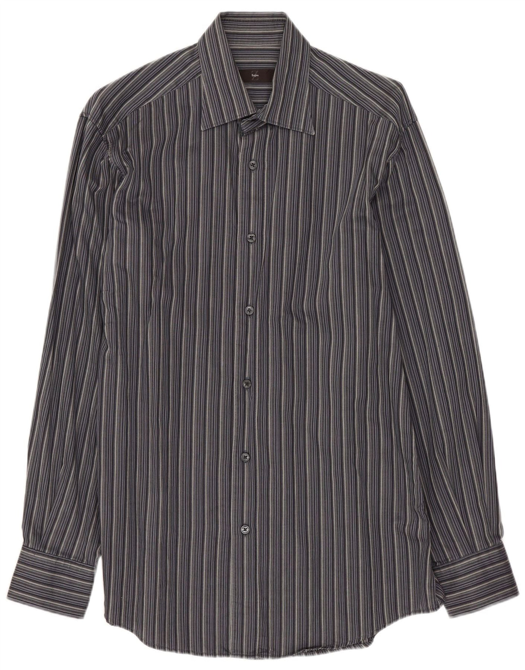 Camisa Zegna Hombre Algodón Rayas Gris Medio