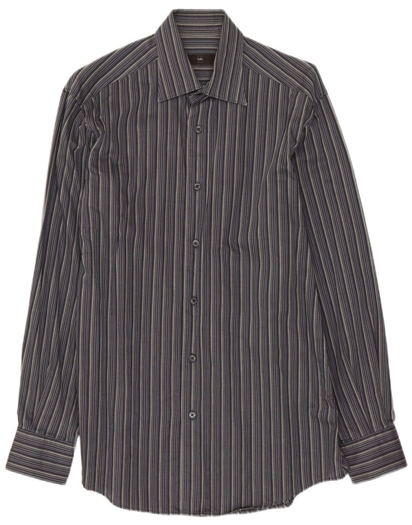 Camisa Zegna Hombre Algodón Rayas Gris Medio