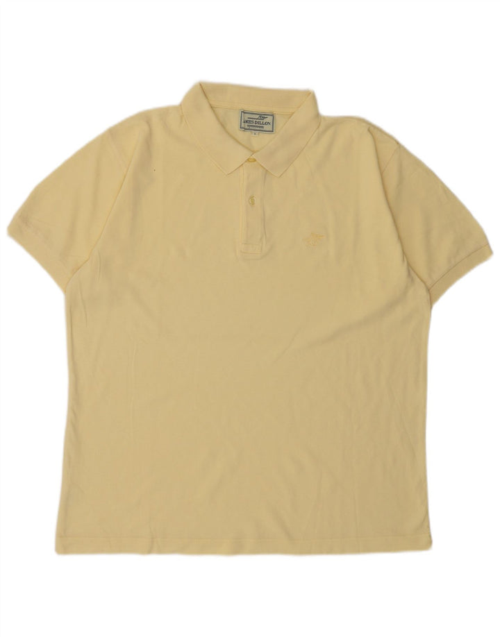 James Dillon Polo para hombre de algodón amarillo grande