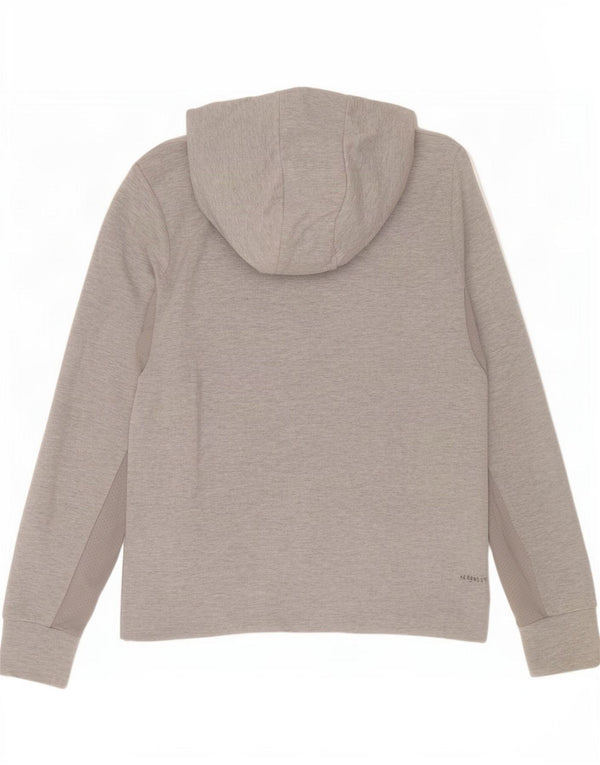 Adidas Womens Zip Hoodie Sweater UK 12/14 Medium Grey Cotton