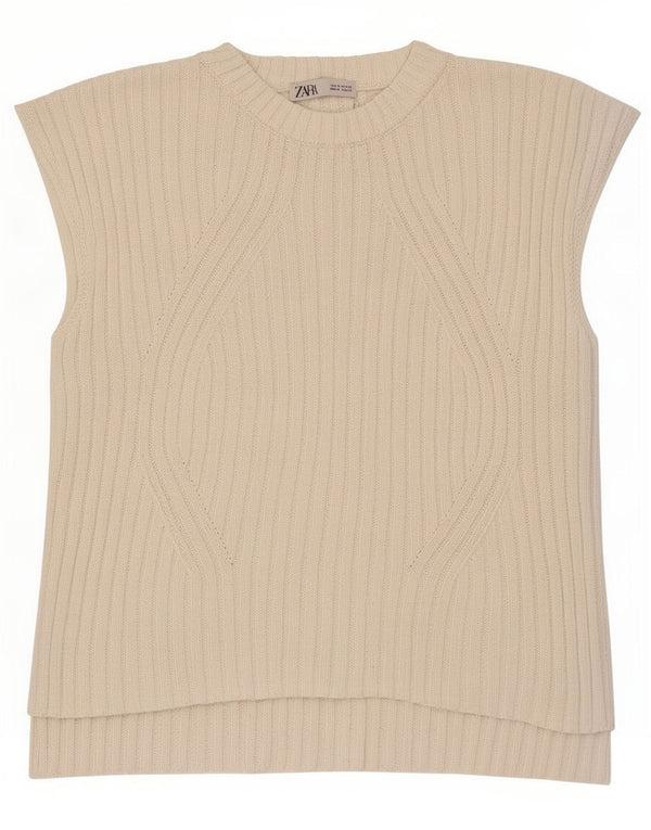 Zara Mujer Chaleco Top UK 44 Medio Blanco