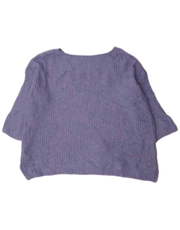Zara Suéter tipo jersey con cuello barco y manga 3/4 para mujer UK 44 Medio Púrpura