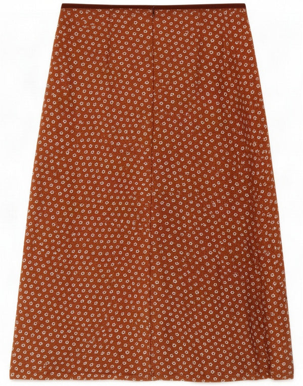 Falda acampanada vintage para mujer grande W32 Marrón floral