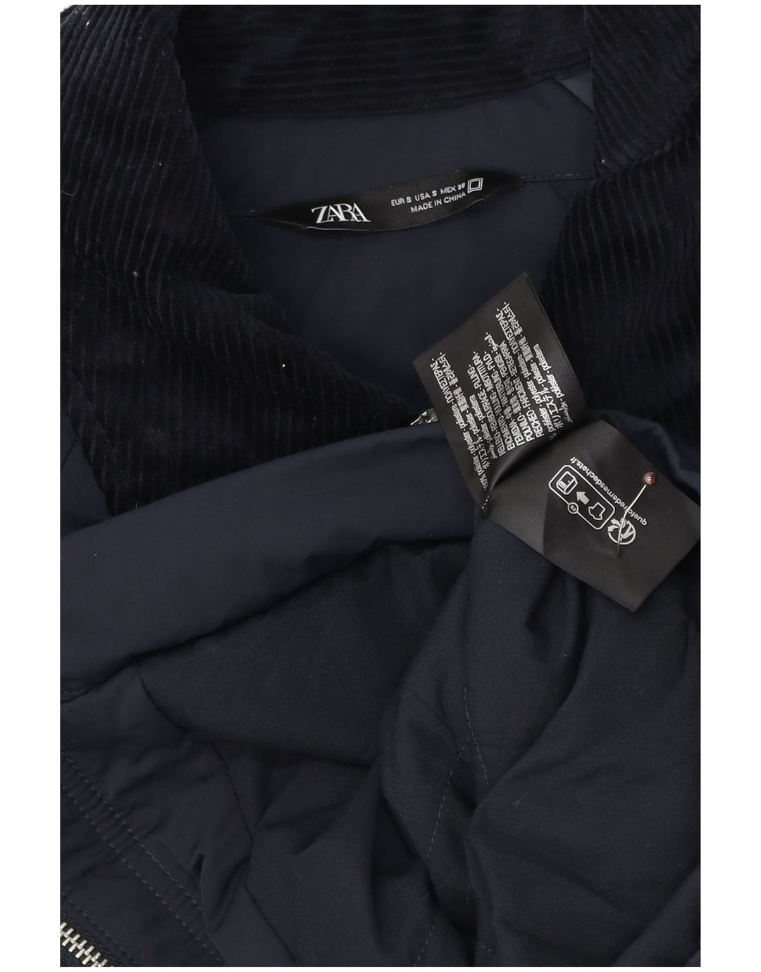 Zara Mens Bomber Jacket UK 36 Small Azul Marino Colorblock Poliéster