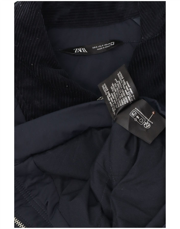 Zara Mens Bomber Jacket UK 36 Small Azul Marino Colorblock Poliéster