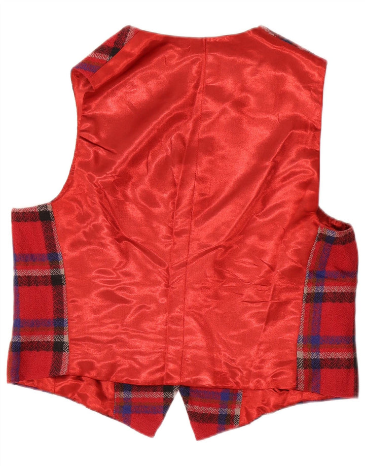 Vintage mujer chaleco Reino Unido 14 medio rojo cheque