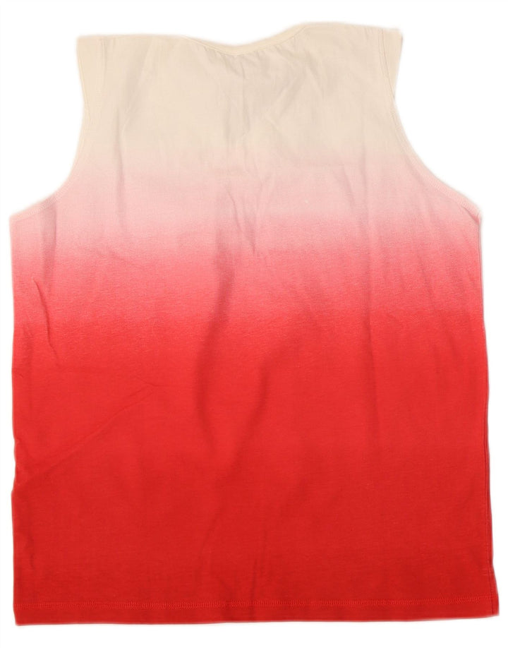 CHAMPION Camiseta sin mangas para mujer UK 12 Mediano Rojo Colorblock Algodón