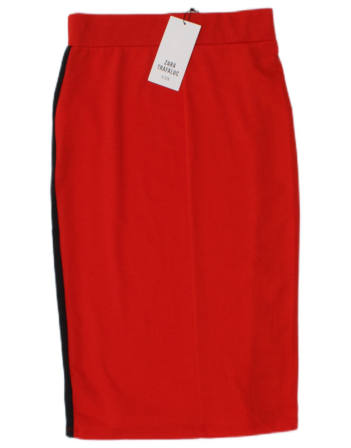 Zara Mujer Trafaluc Falda Lápiz Pequeña W26 Poliéster Color Block Rojo