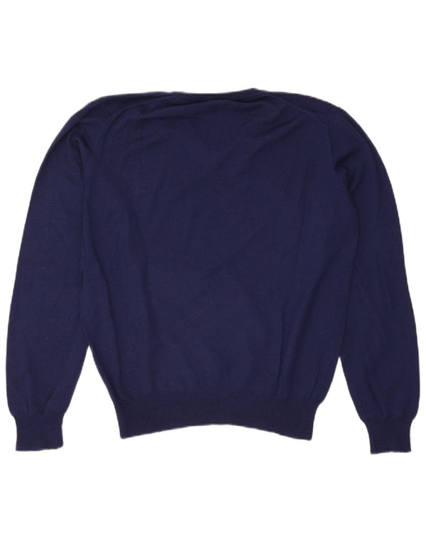 Brooksfield Jersey con cuello en V para hombre IT 46 Small Lana azul marino
