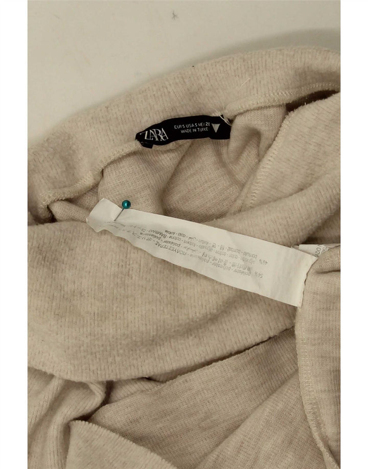 Zara Mujer Chaleco Top UK 10 Small Beige Poliéster