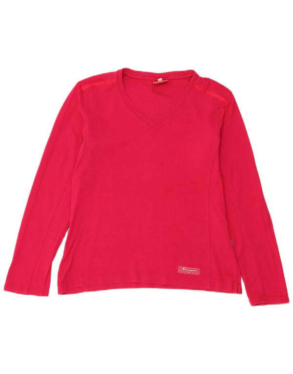 Champion Mujer Easy Fit Top Manga Larga UK 46 Grande Algodón Rosa