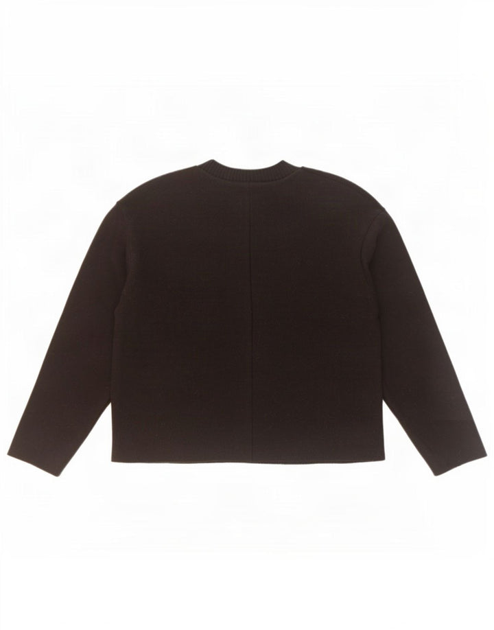 Zara Mujer Suéter De Cuello Redondo De Gran Tamaño UK 10 Small Poliéster Negro